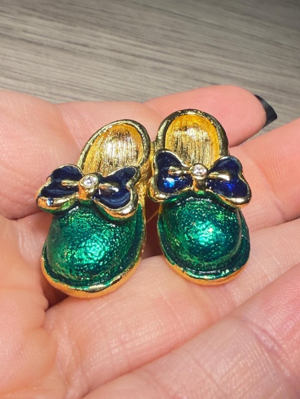Vintage Green Shoes Brooch Irish Christmas St. Patrick's day - Picture 4 of 7